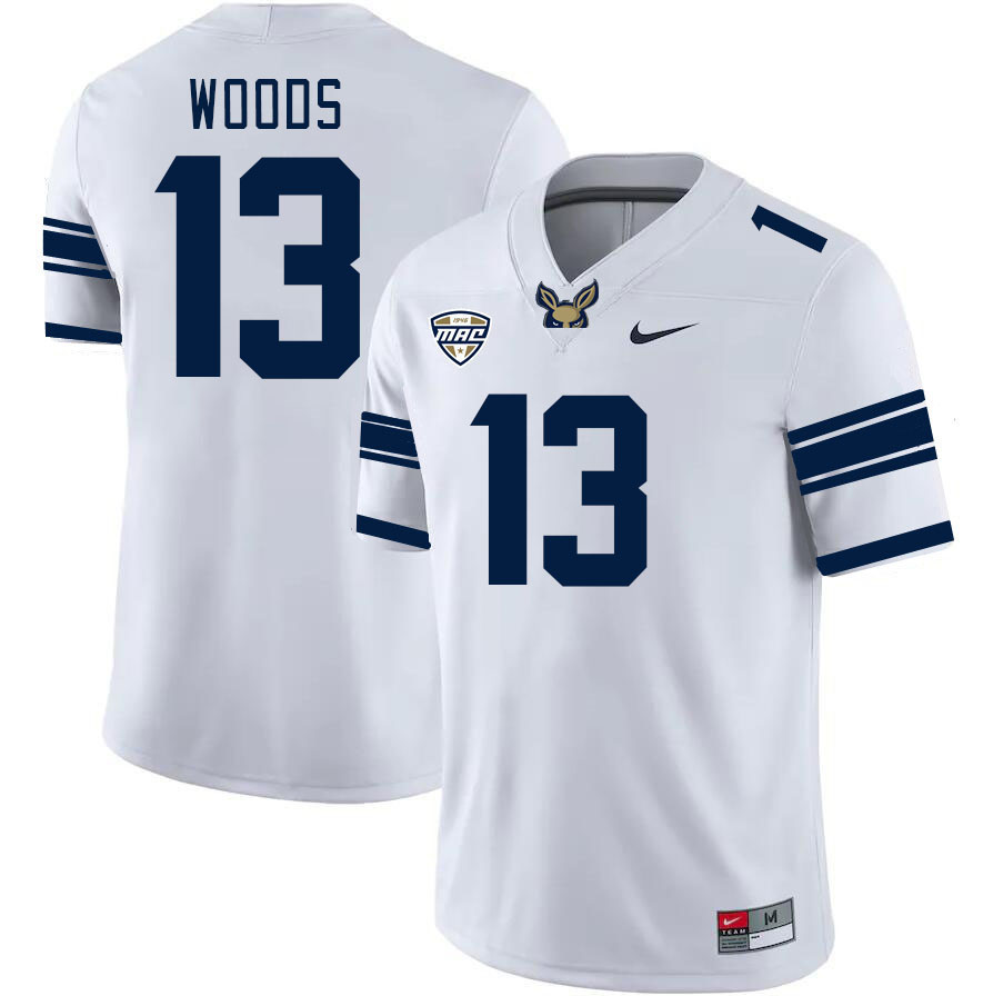 Men-Youth #13 Jaden Woods Akron Zips 2023 College Football Jerseys Stitched Sale-White
